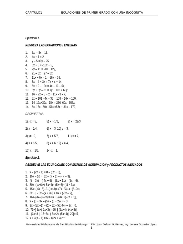 Ejercicios Segunda Parte ALGEBRA | PDF
