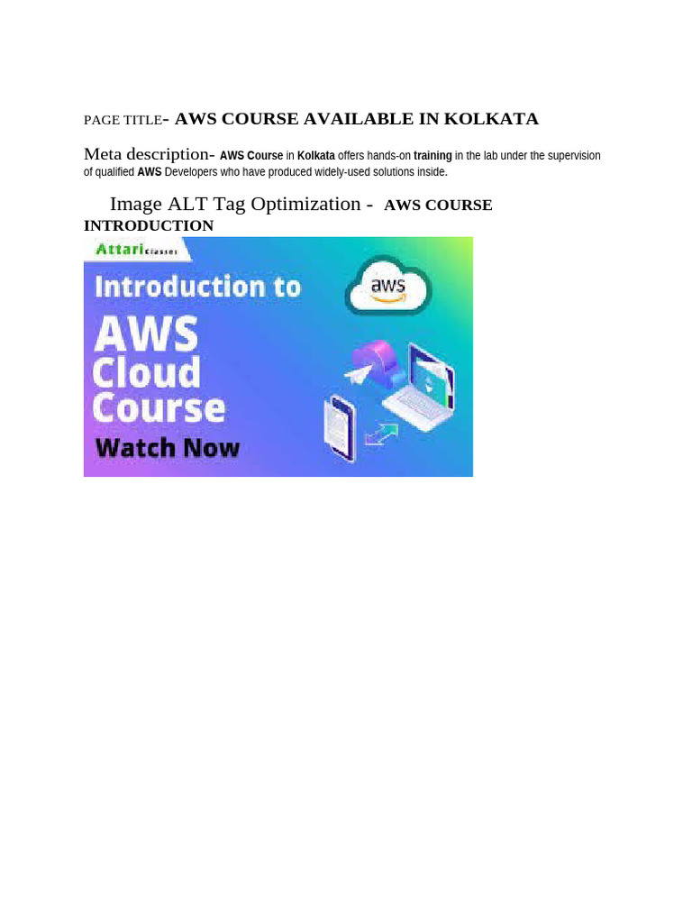AWS Course Training in Kolkata | PDF