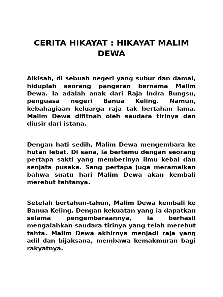 Hikayat Malim Dewa: Perjuangan dan Keadilan | PDF