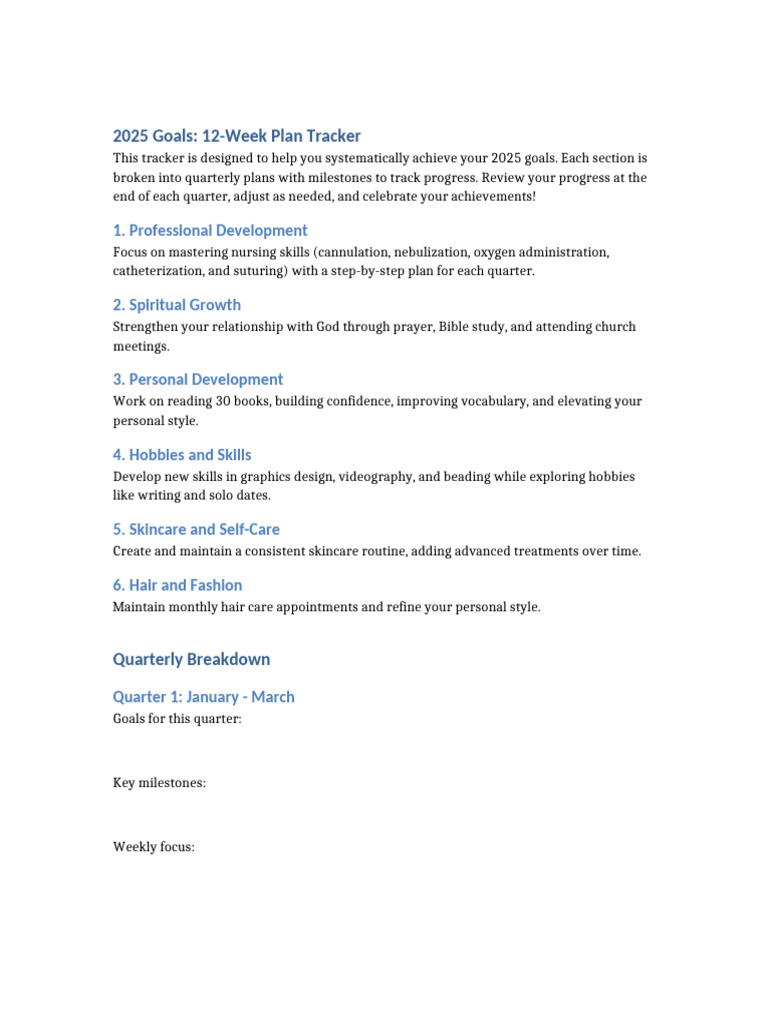 2025 Goal Achievement Tracker | PDF