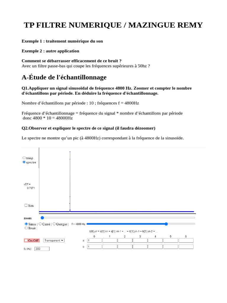 Filtrage Numérique et Analyse Spectrale | PDF | Fréquence | Filtre ...