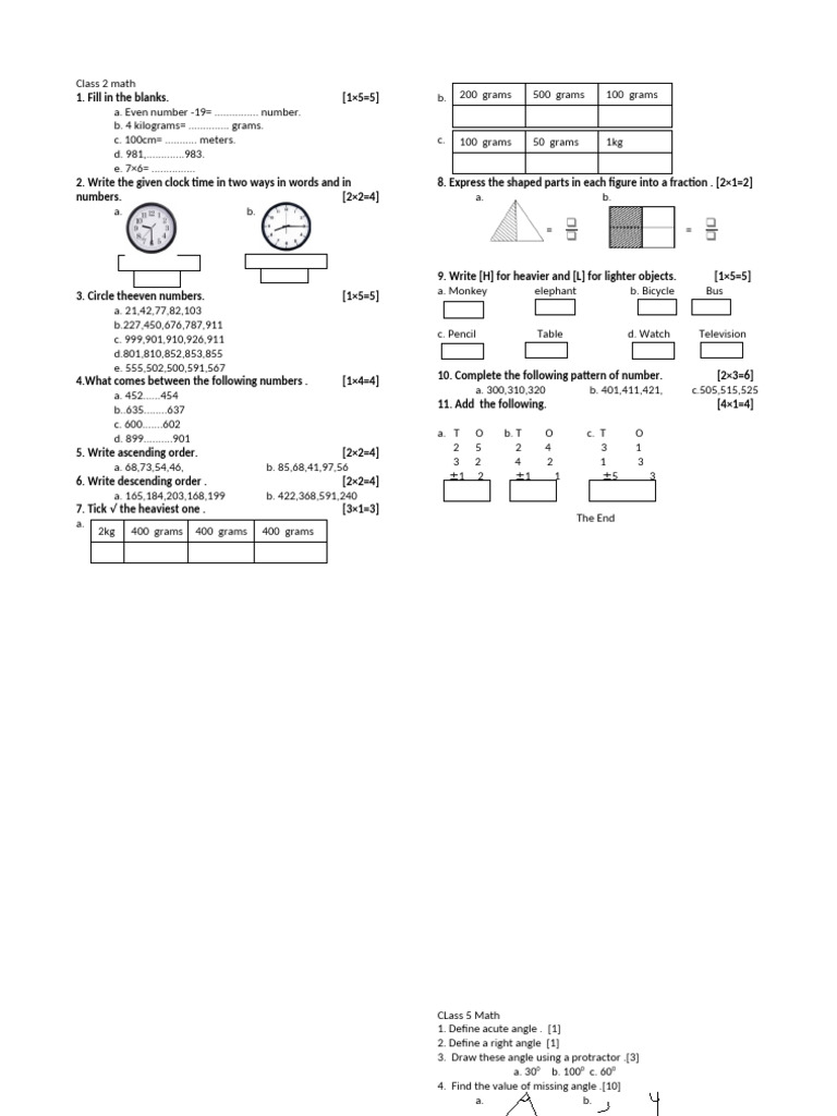 Class Math Worksheets for Grades 3-6 | PDF | Elementary Mathematics ...