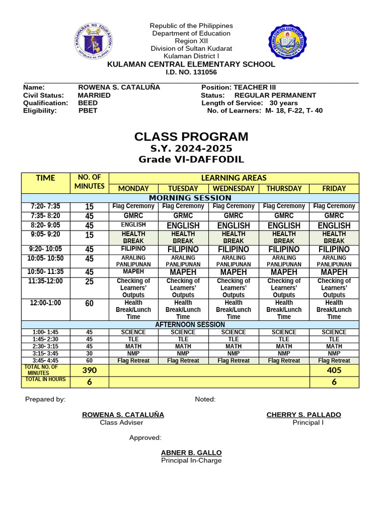 Class-Program - G6 Daffodil-2023-2024 | PDF