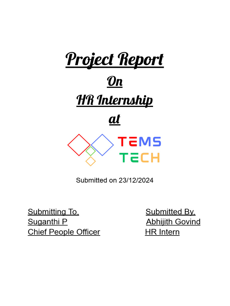 Project Report On HR Internship at TEMS | PDF | Human Resource ...
