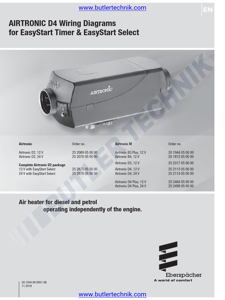 Eberspacher Espar Airtronic d4 Easystart Time Select Wiring Diagram