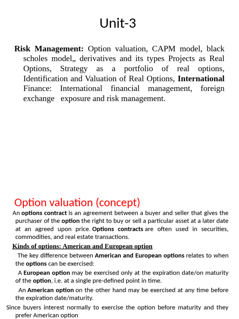 Risk Management: Options & CAPM Insights | PDF | Option (Finance ...