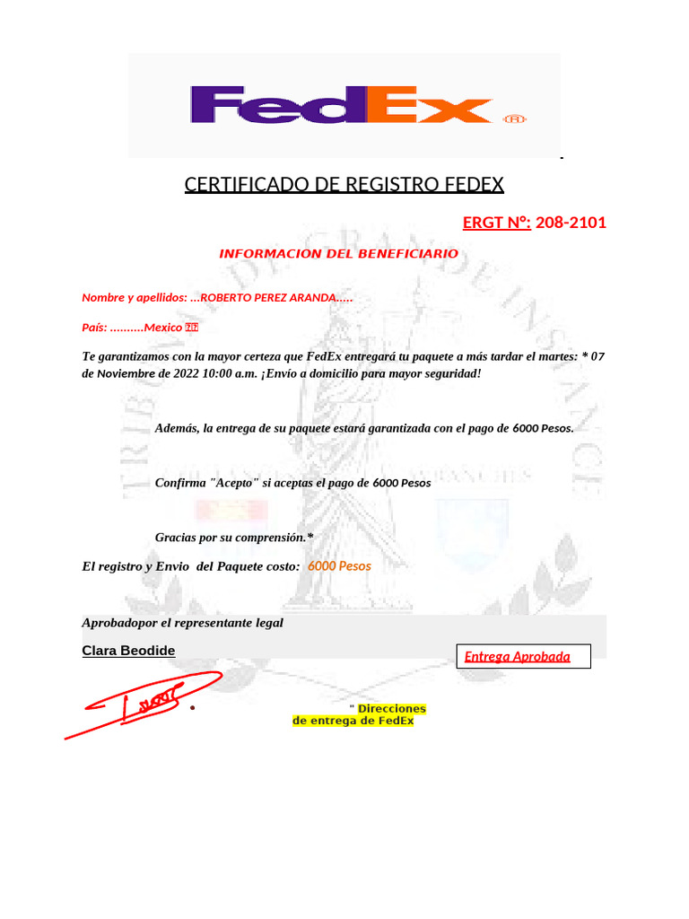 Certificat FEDEX (2) - 080908 | PDF