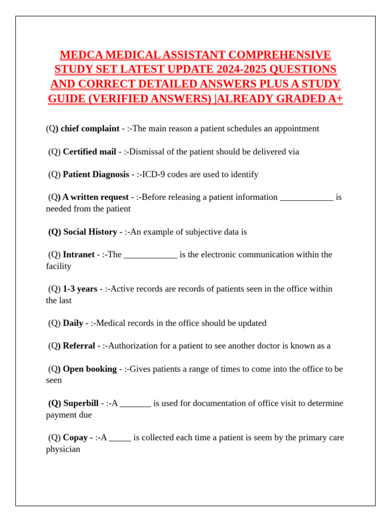 MEDCA Medical Assistant Study Guide 2024 | PDF | Heart | Blood Pressure