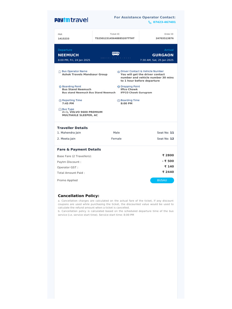 WBTC Bus Booking Confirmation Details | PDF | Identity Document | Bus