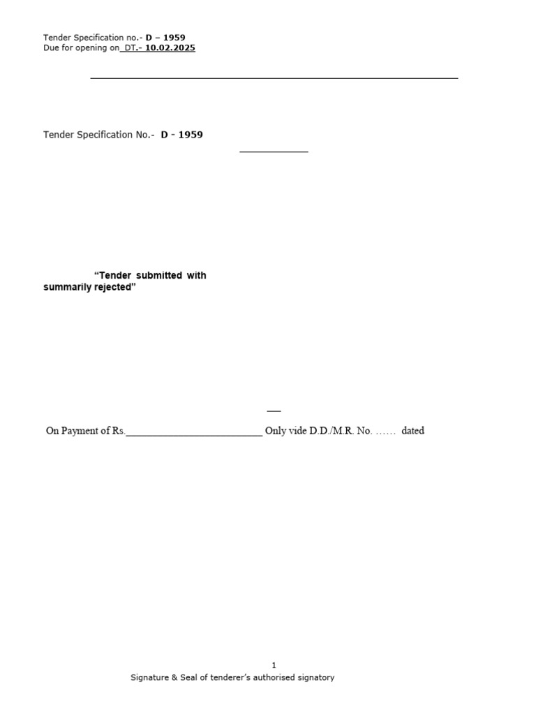 Tender Doc Td77209 | PDF | Cheque | Specification (Technical Standard)