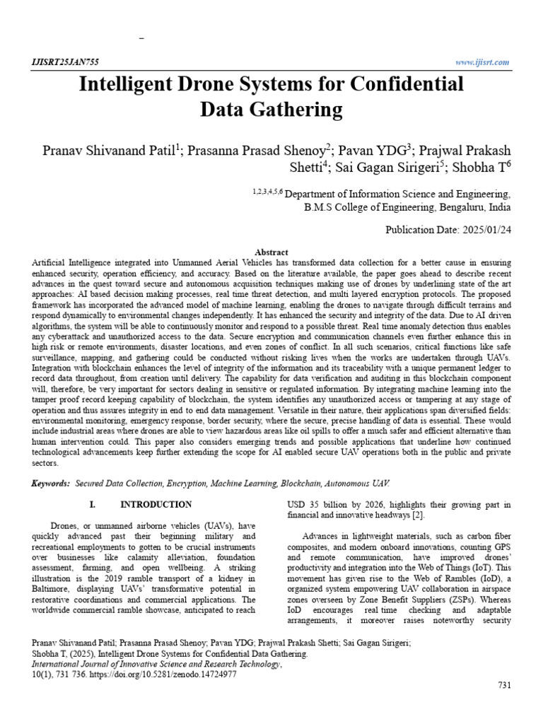Intelligent Drones for Secure Data Collection | PDF | Computer Security ...