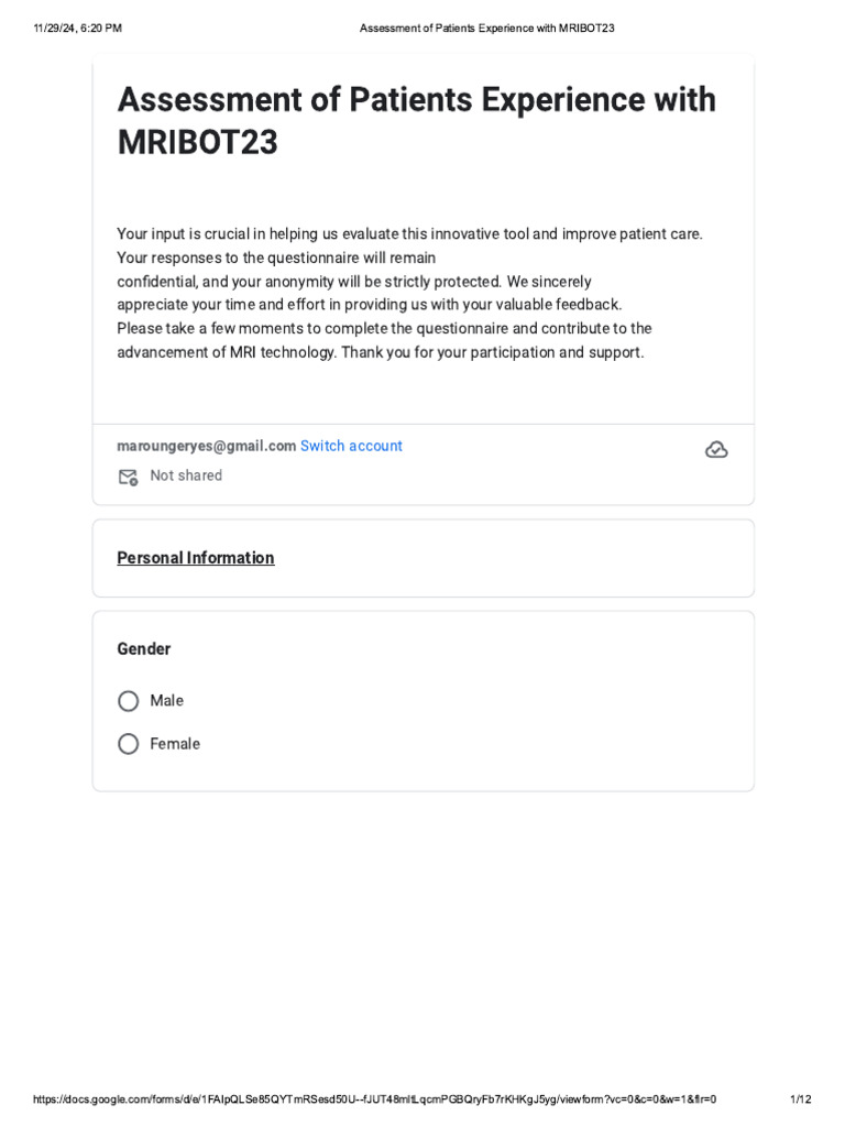 Assessment of Patients Experience With MRIBOT23 | PDF
