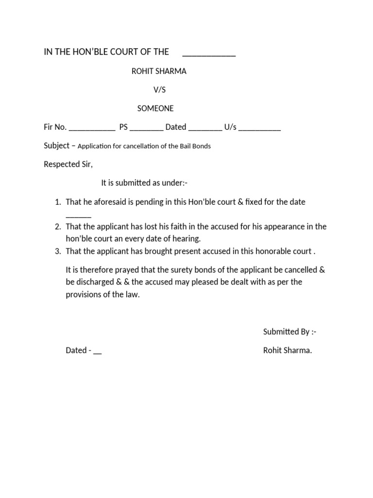 Application to Cancel Bail Bonds | PDF