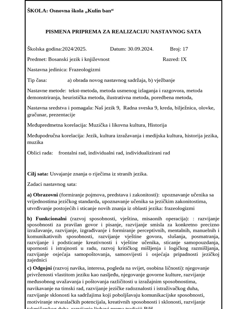 17 .Priprema - Frazeologizmi | PDF