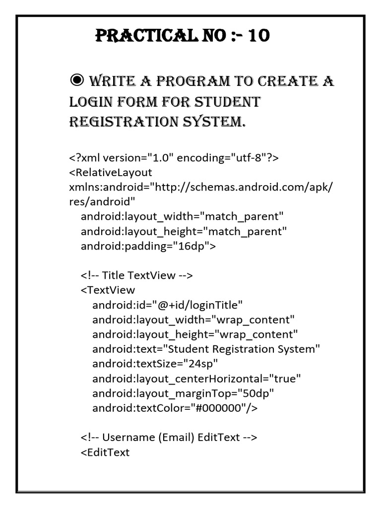 Student Registration Login Form | PDF
