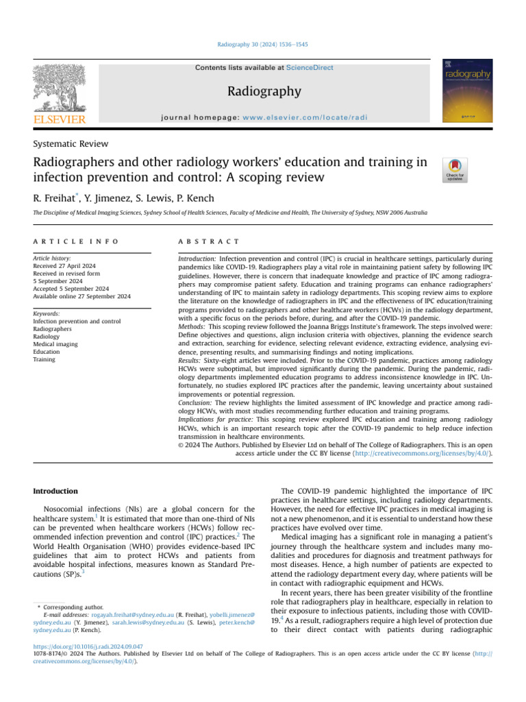 IPC Education for Radiographers: A Review | PDF | Systematic Review ...