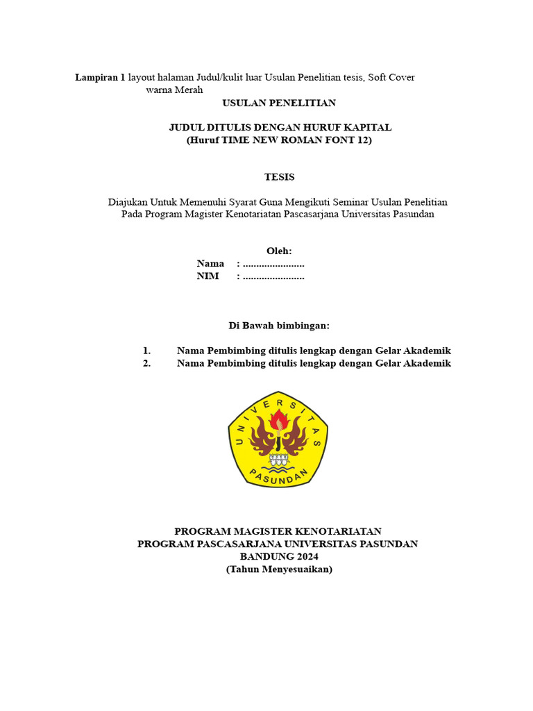 Layout Usulan Tesis Magister Kenotariatan | PDF