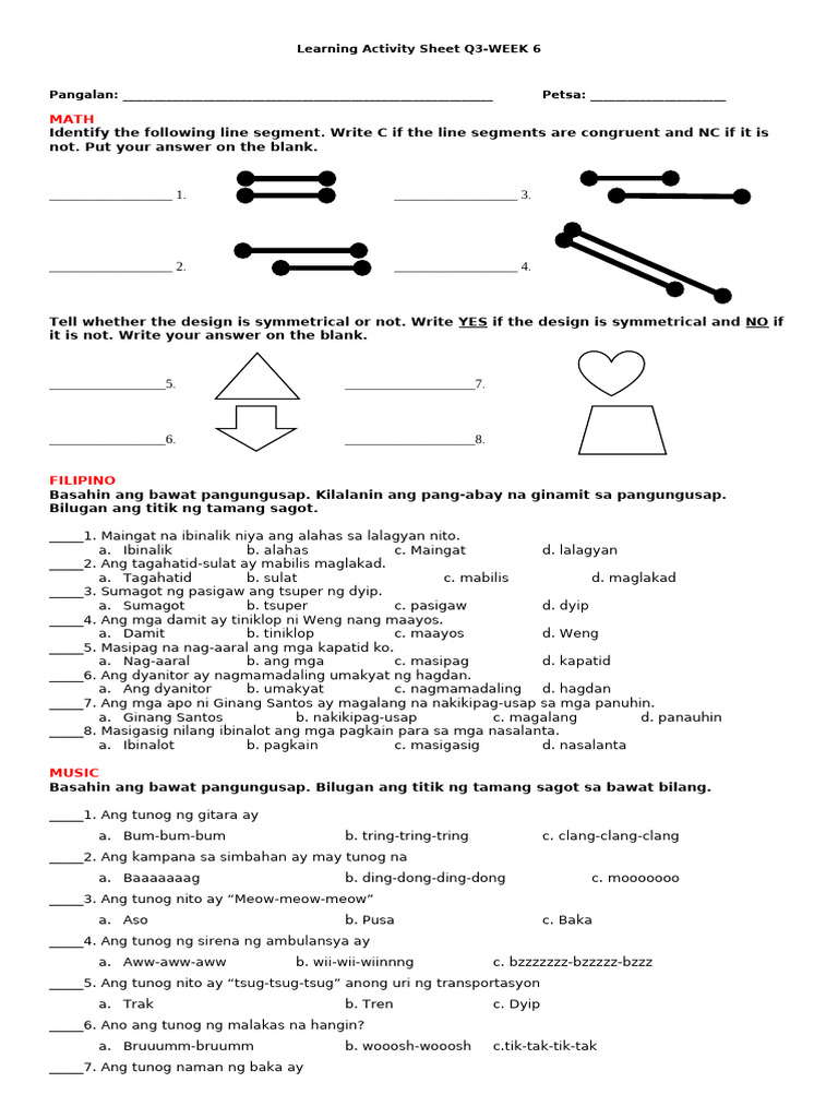 Learning Activity Sheet Q3-WEEK 6 | PDF