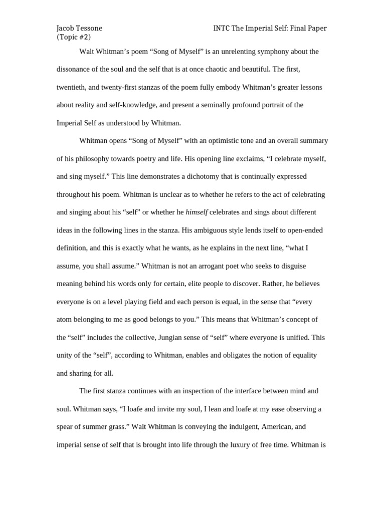 Curated visual reference: Visual Reference: Themes Of Self In Whitman S Poem Pdf Reality