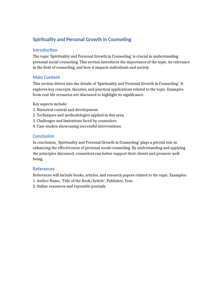 Spirituality and Personal Growth in Counseling | PDF