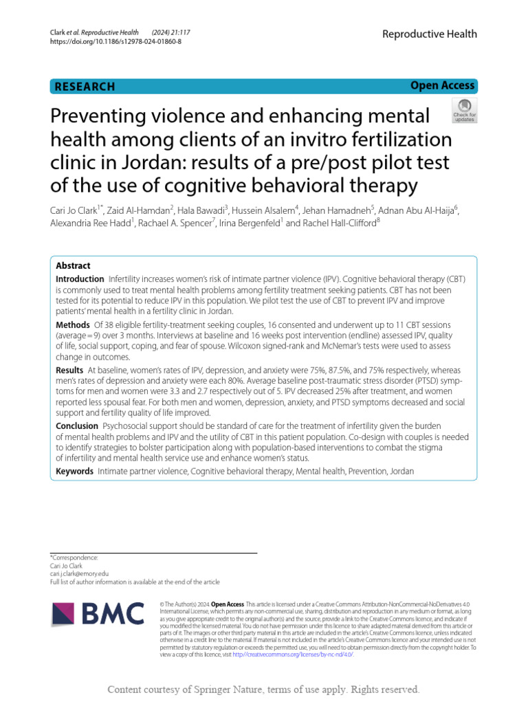 1 | PDF | Cognitive Behavioral Therapy | Infertility