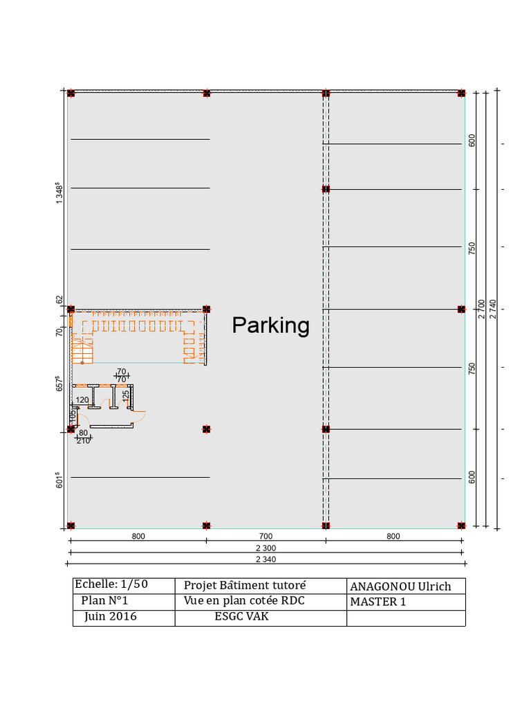 Projet de bâtiment : plan RDC 1/50 | PDF