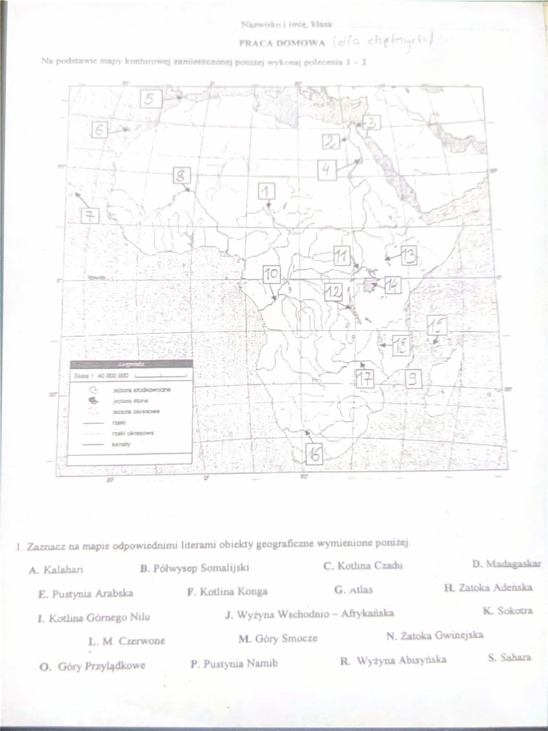 Zaznacz Na Mapie Odpowiednimi Literami Obiekty Geograficzne Wymienione Poniżej
