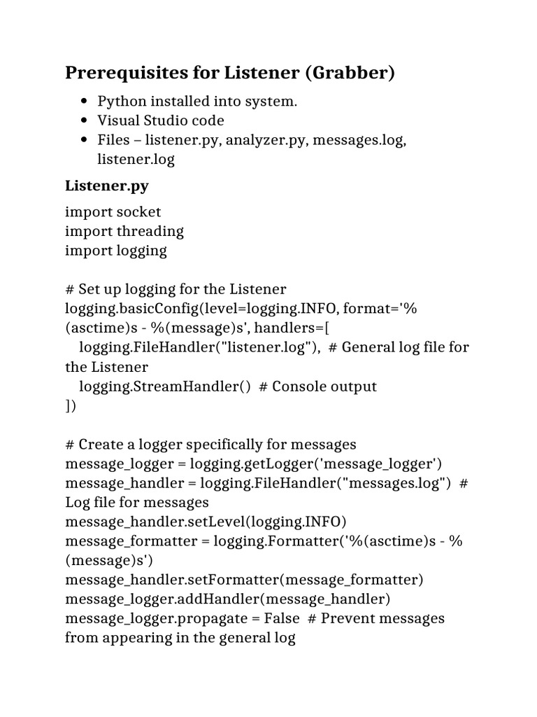 Python Socket Listener Setup Guide | PDF | Network Socket | Computer ...