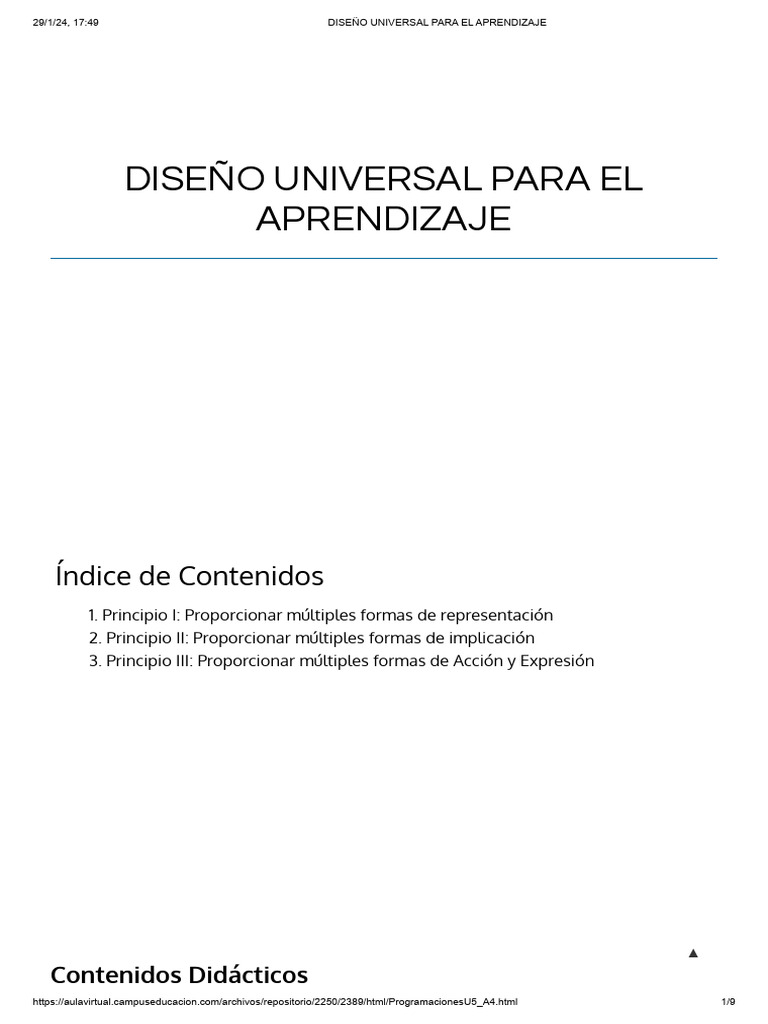 Diseño Universal para el Aprendizaje DUA | PDF | Aprendizaje | Plan de ...