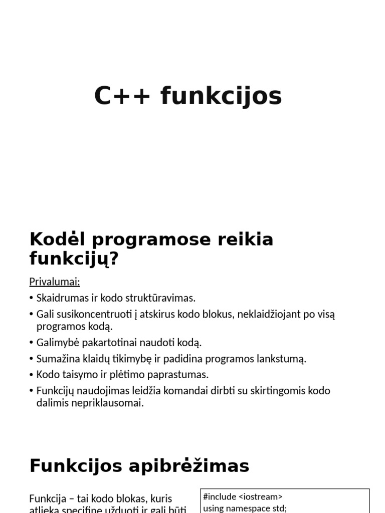 C++ Funkcijos | PDF