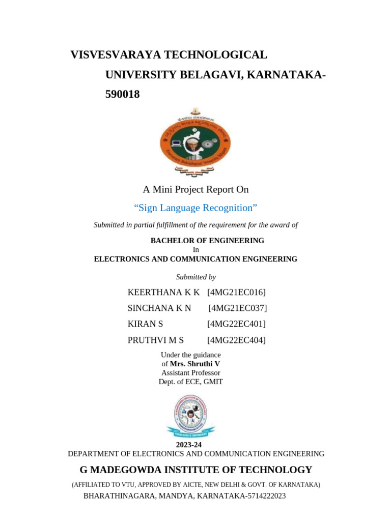 Sign Language Recognition Project Report | PDF | Traffic | Traffic ...