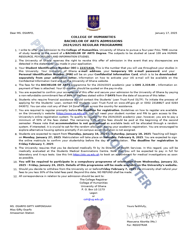 Admission Letter | PDF | Payments | Banks