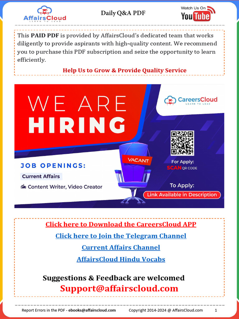 Current Affairs Q&A PDF December 10 2024 by Affairscloud 1 | PDF