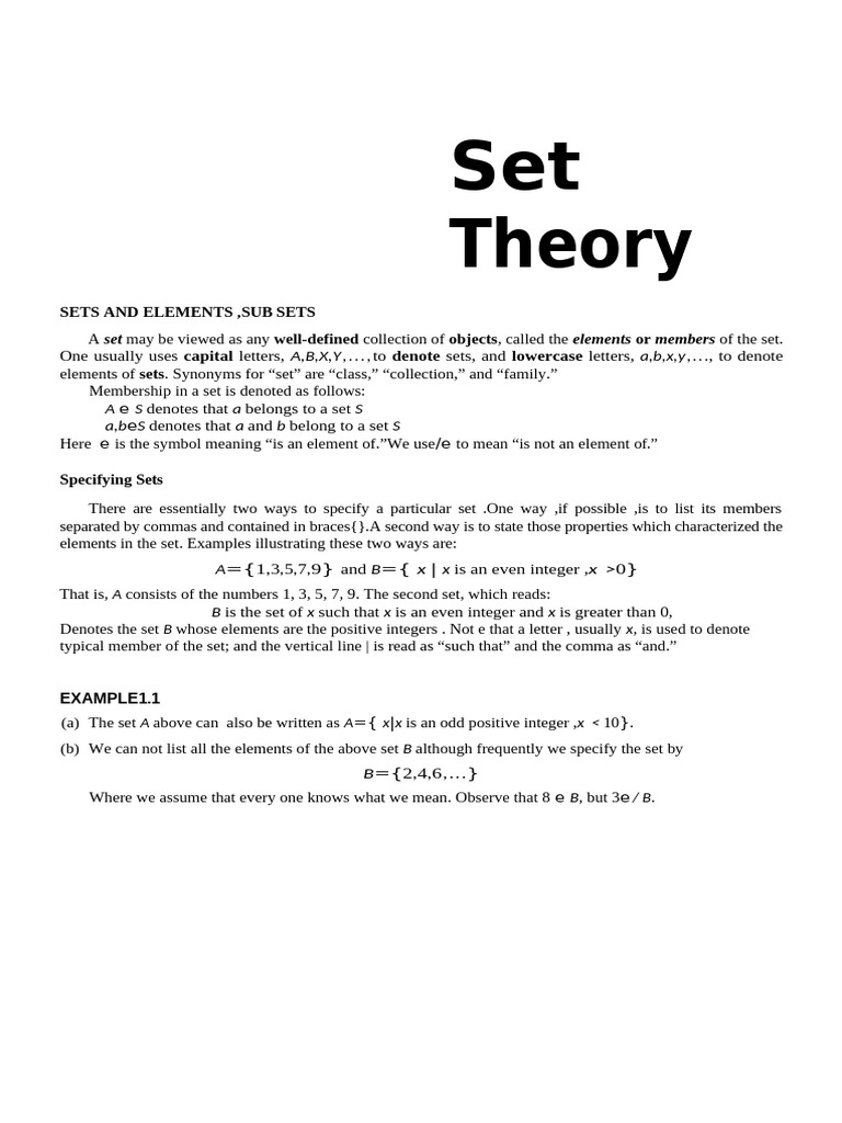 Understanding Set Theory Basics | PDF | Integer | Mathematical Concepts