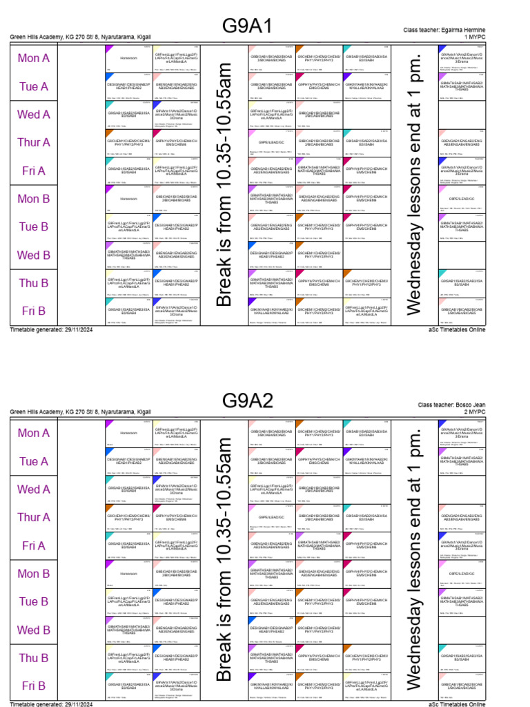 HS Students Issued Timetable 29112024 Black | PDF | Schools ...