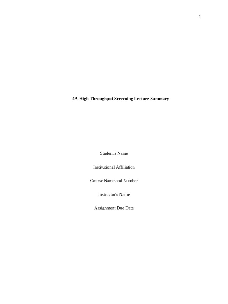 High Throughput Screening Overview | PDF | High Throughput Screening ...