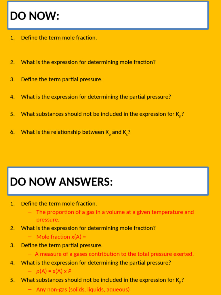 L3 The Equilibrium Constant KP | PDF | Gases | Pressure