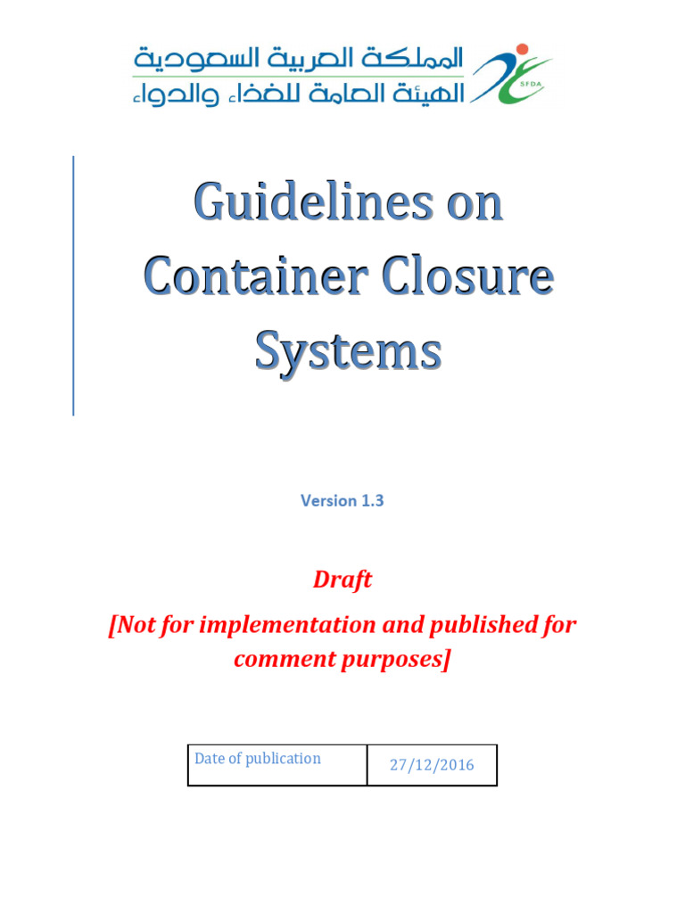 Guidelines on Container Closure Systems | PDF | Pharmaceutical ...