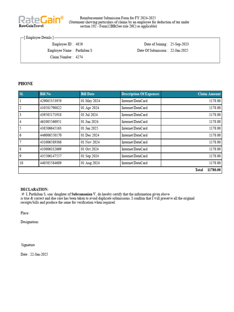 FY 2024-2025 Travel Reimbursement Form | PDF | Taxes | Government Finances