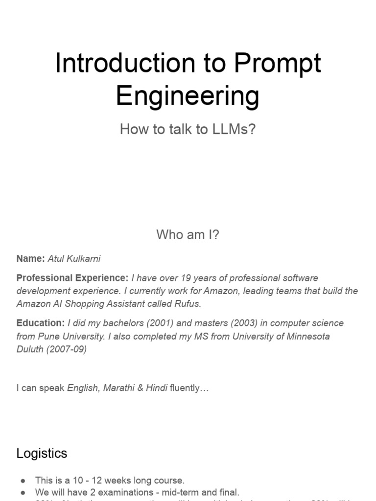 Introduction to Prompt Engineering Course | PDF | Artificial ...
