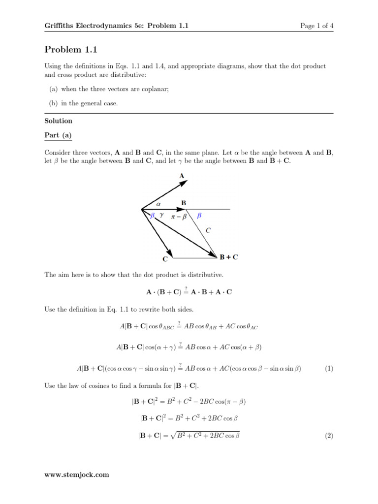Distributive Properties of Vectors | PDF | Angle | Mathematical Objects