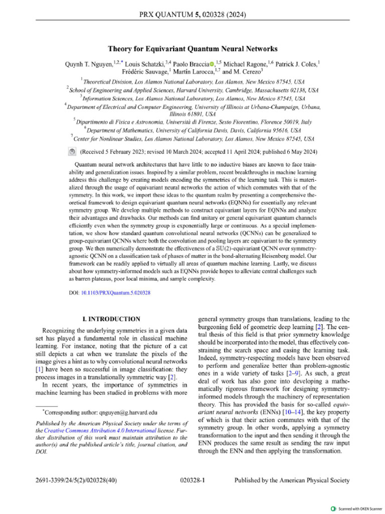 Theory For Equivariant Quantum Neural Networks | PDF