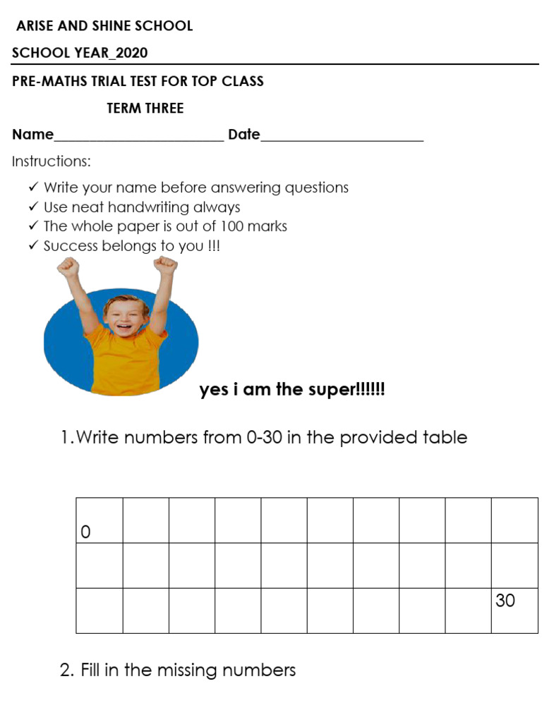 Pre-Maths Trial Test Term Three | PDF | Elementary Geometry | Euclidean ...