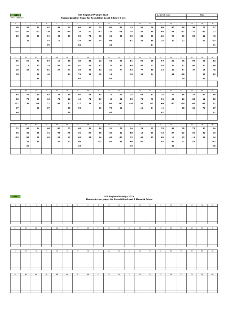 Abacus Level 2 Answer Key 2023 | PDF
