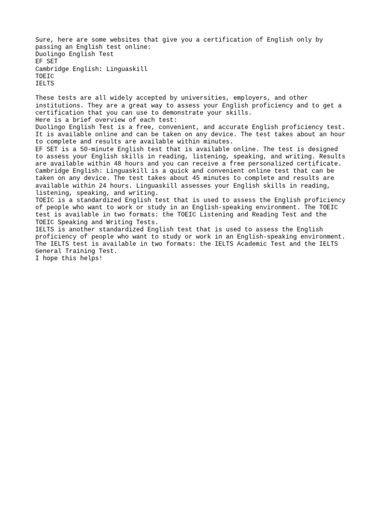 English Certification Websites Pdf
