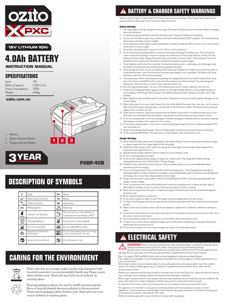 Eco-Friendly Power Tool Battery Care | PDF | Battery Charger ...
