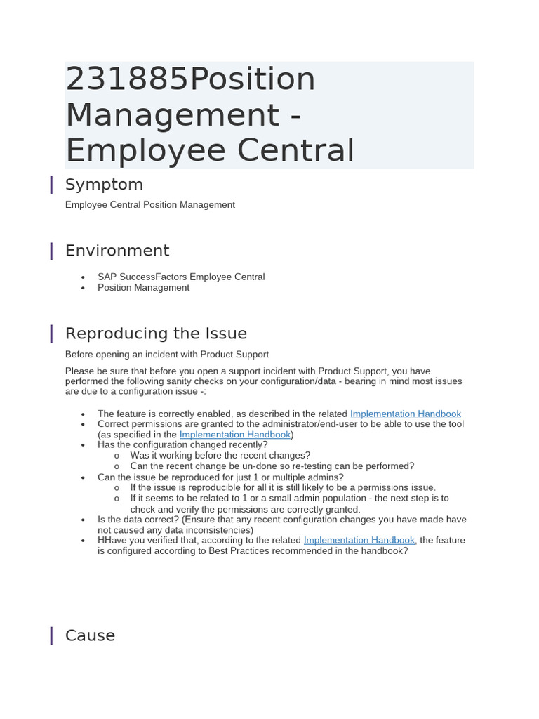 Troubleshooting SuccessFactors Position Management | PDF | Information ...