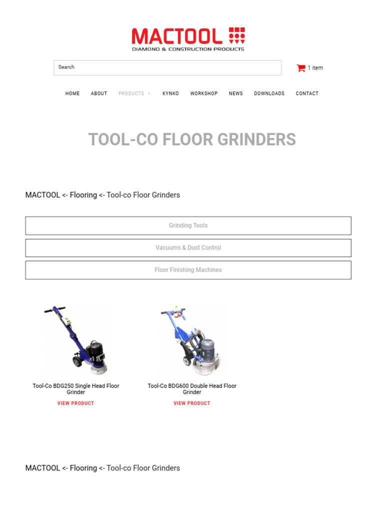 Tool-Co Floor Grinders Guide | PDF