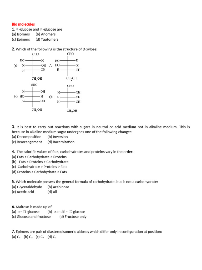 Understanding Biomolecules and Polymers | PDF | Carbohydrates | Glucose