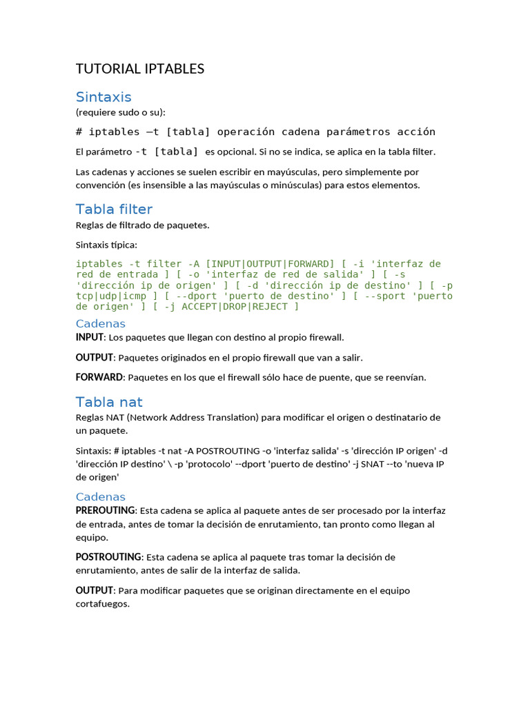 Guía Completa de Iptables para Firewall | PDF | Cortafuegos ...